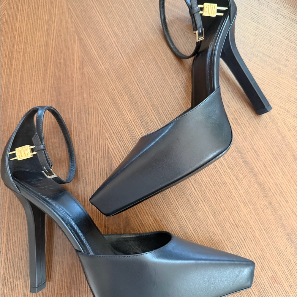 Givenchy Black Pointed Toe Ankle Strap Heels - Picture 2 of 9